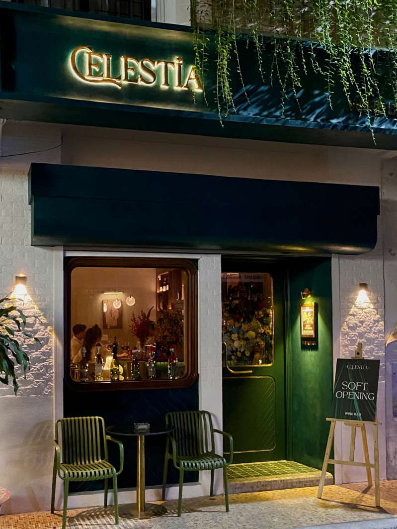 Mặt tiền Celestia Wine Bar tại Tân Định